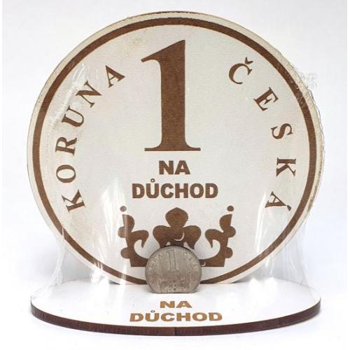 Dřevěný stojánek na 1 korunu 10x4 cm - Na d§chod