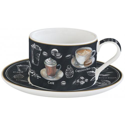 Porcelánový hrnek barista s podšálkem 240ml v boxu - R0133-BRST