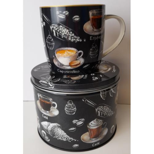 Porcelánový hrnek barista v plechu 350ml - R0217