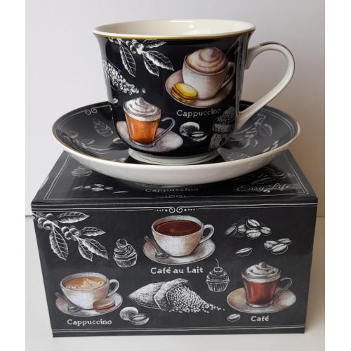 Porcelánový hrnek barista s podšálkem 400ml - R1454