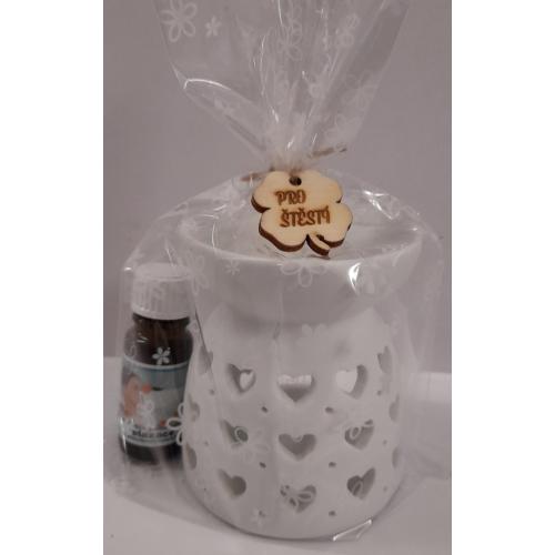 Aromalampa srdíčka + olejíček 10ml - Pro štěstí