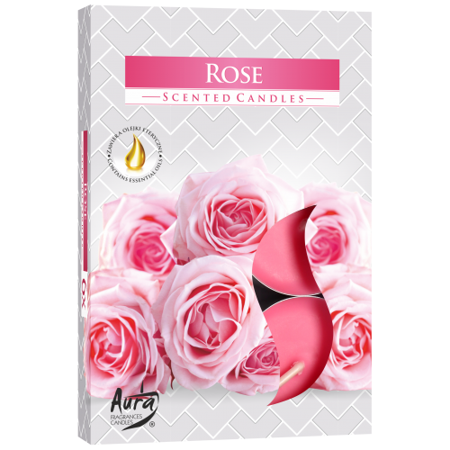 Čajová svíčka S/6ks Hoření 4H s vůní - Rose