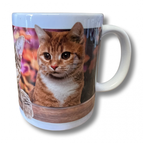 Porcelánový bílý hrnek 350ml s celo obtiskem - Kočky