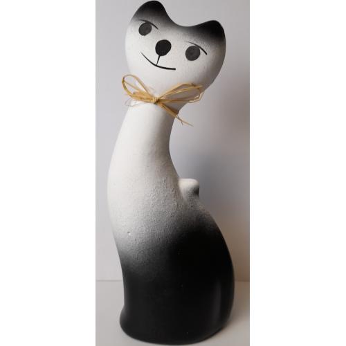 Kočka keramická bílo černá 28cm