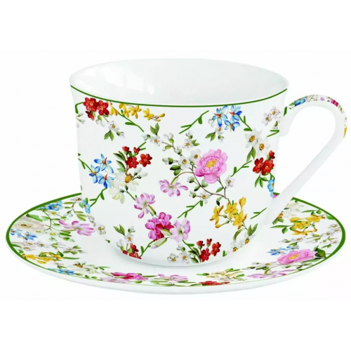 Porcelánový hrnek s podšálkem 370ml garden Dreams - R1182-GADR