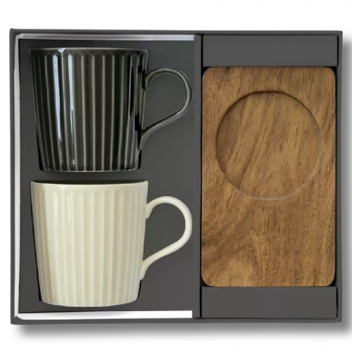 Porcelánová sada hrnků 380ml černo bílé - R1640-TBR3
