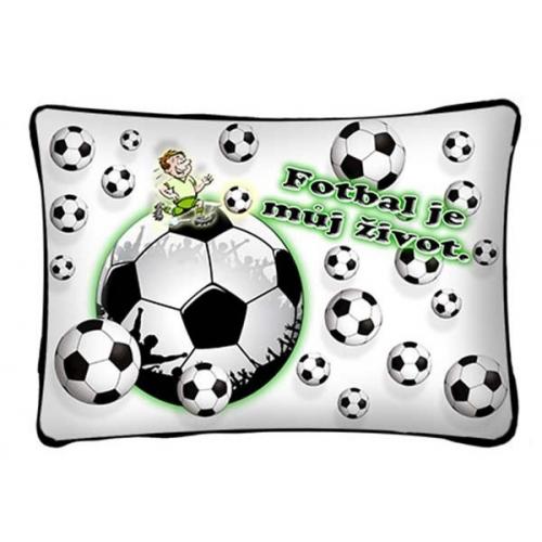 Látkový polštář 40x25cm - Fotbal je můj život míče