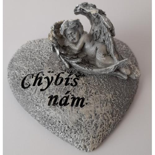 polyresin anděl na srdci chybíš nám 8cm - 26707