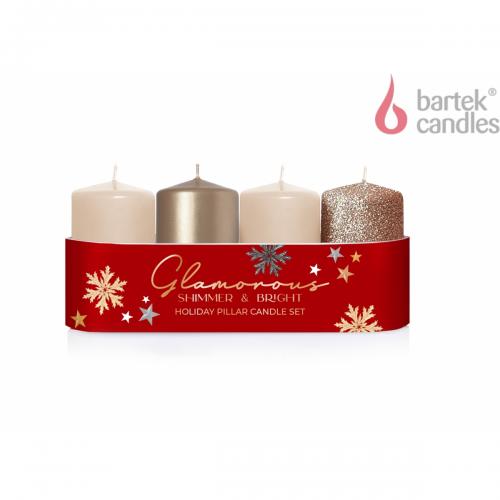 Svíčka Glamorous adventní válec 40x70mm, sada/4ks - Cappuccino MIX