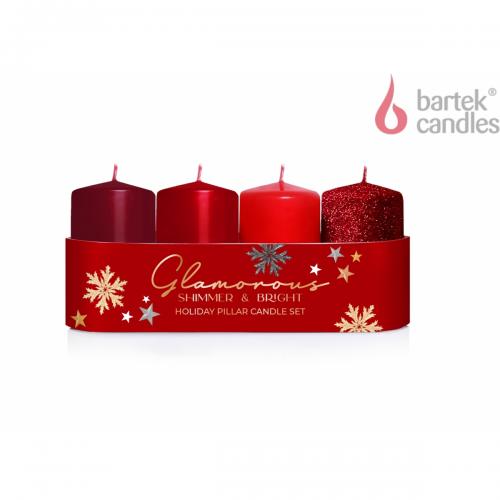 Svíčka Glamorous adventní válec 40x70mm, sada/4ks - Červený MIX
