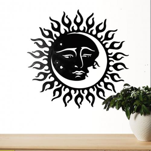 Dřevěná dekorace na zeď 35cm - slunce tvář