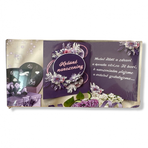 Čokoláda 100g - Krásné narozeniny fialové květy