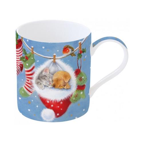 Porcelánový vánoční hrnek With Love At Christmas Puppies v krabičce - R1770-WL04