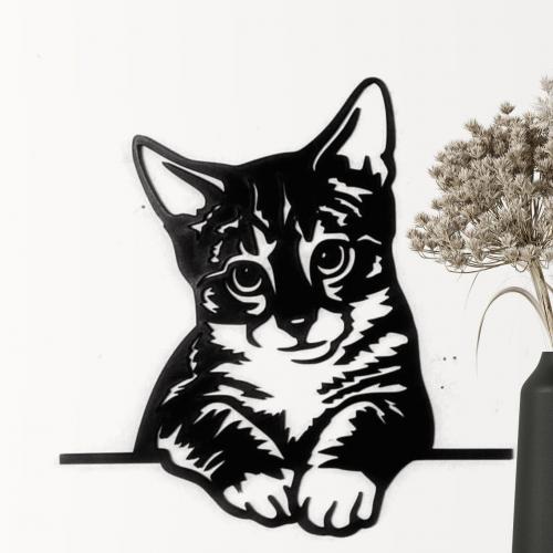 Dřevěná dekorace na zeď 35cm - Kočka packy na stole
