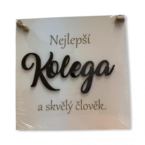 Dřevěná cedule s 3D nápisem 20x20cm - Nejlepší kolega