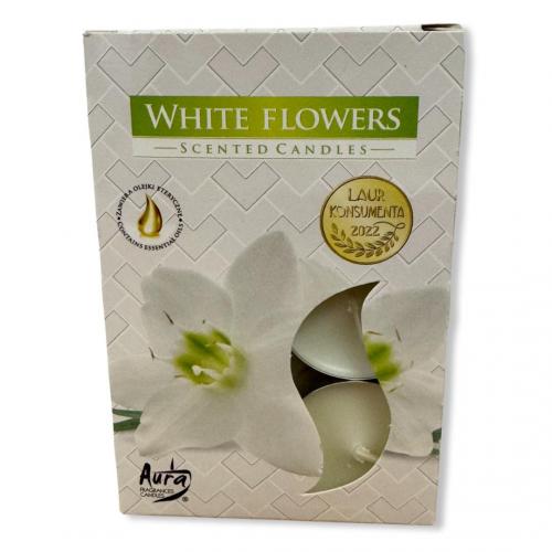 Čajová svíčka 6ks. hoření 4h - White Flowers