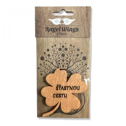 Dřevěná vůně 17x8cm angel wings - Čtyřlístek šťastnou cestu