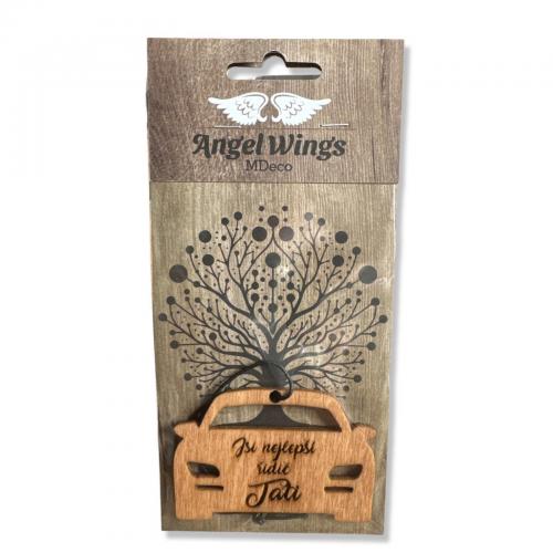 Dřevěná vůně 17x8cm angel wings - Jsi nejlepší řidič dědo