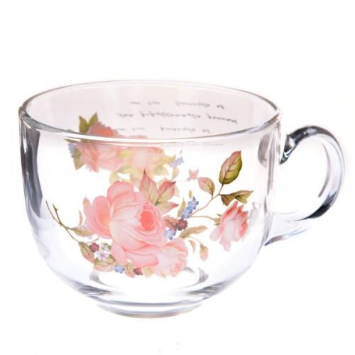 hrnek Skleněný růže 500ml - 24003