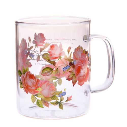 Hrnek Skleněný růže 410ml - 24004