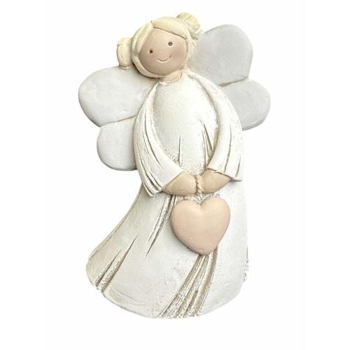 Anděl umělý kámen 16cm Srdce - DEA227