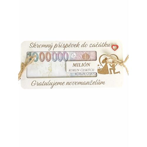 Dřevěná krabička na peníze 20x10cm Milion - Novomanželům