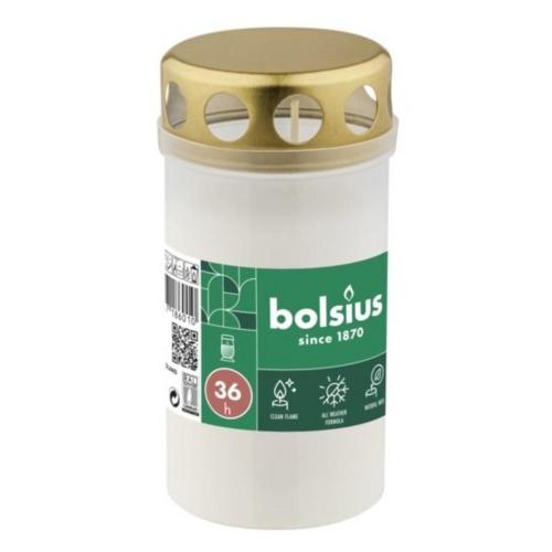 Hřbitovní svíčka NR3LS bílá s víčkem  - doba hoření 36h