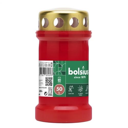 Hřbitovní svíčka NR3LS červená s víčkem  - doba hoření 36h