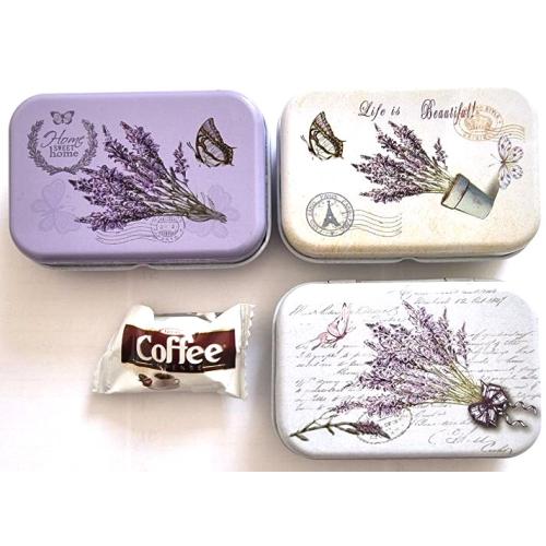 Bonbon coffe 5ks. v plechové krabičce 8 x 5,5 cm - levandule