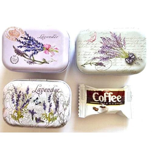 Bonbon coffe 5ks. v plechové krabičce 6 x 4,5 x 2,5cm - levandule