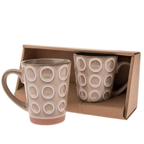 Hrnek 380ml v boxu sada 2ks. kolečka béžová - MA6007