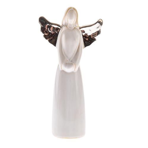Anděl porcelánový zlatá křídla se srdcem 14,5cm - MUF202