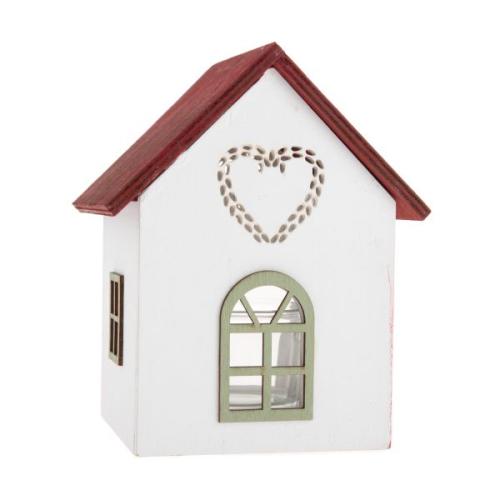 Svícen domek se sklem červená střecha 15x10cm - SVIC020