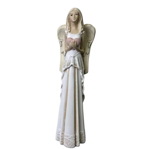 Anděl umělý kámen 25cm srdce závoj - 015