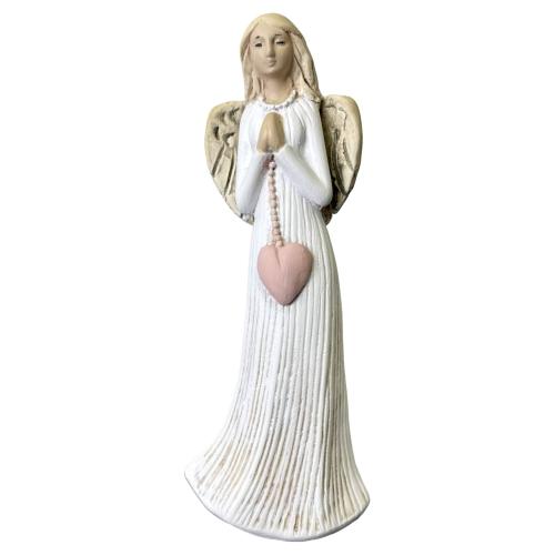 Anděl umělý kámen 24cm srdce přívěšek - 014