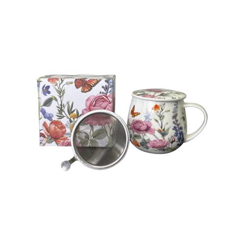 Porcelánový hrnek v boxu 430ml kov sítko - Summer