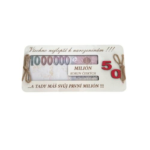 Dřevěná krabička na peníze 20x10cm Milion - 50
