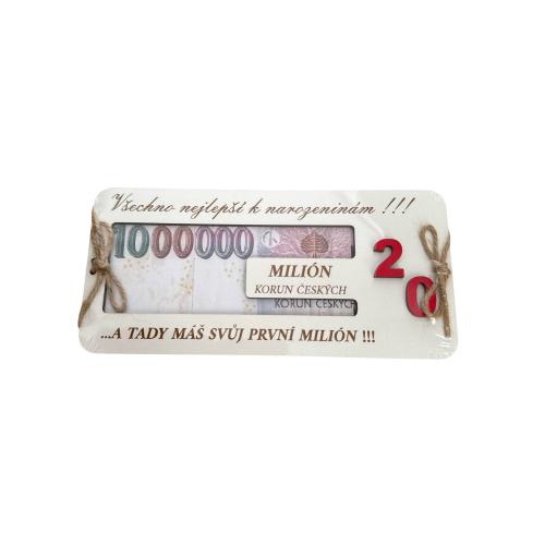 Dřevěná krabička na peníze 20x10cm Milion - 20