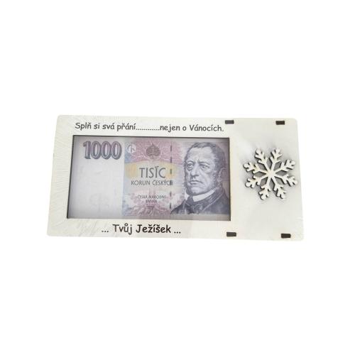 Dřevěná krabička na peníze 20x10cm bílá - Splň si svá přání