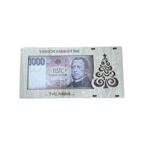 Dřevěná krabička na peníze 20x10cm žíhaná - Vánoční dárkový šek