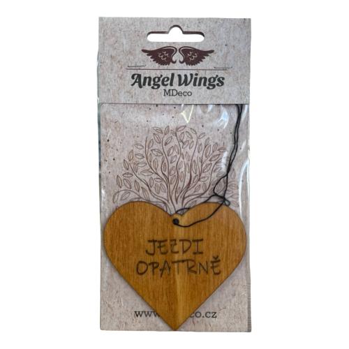 Dřevěná vůně 17x8cm angel wings - Jezdi opatrně