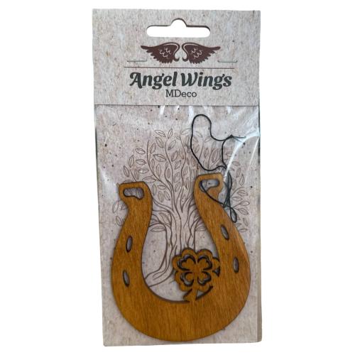 Dřevěná vůně 17x8cm angel wings - Podkova čtyřlístek
