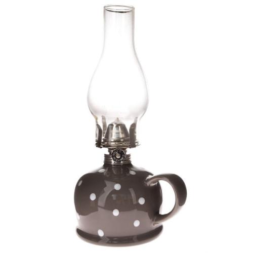 Petrolejová lampa puntík šedá