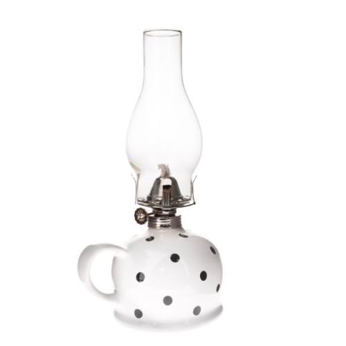 Petrolejová lampa puntík bílo černá