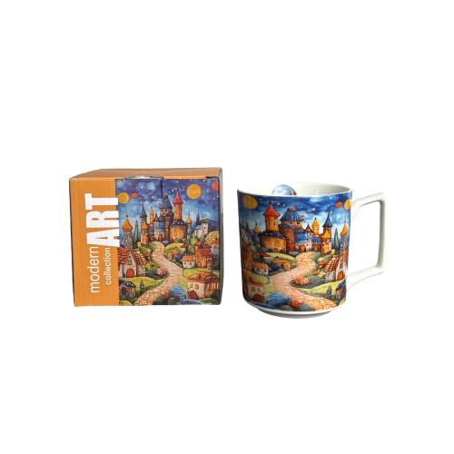 Porcelánový hrnek modern 450ml - Spící město