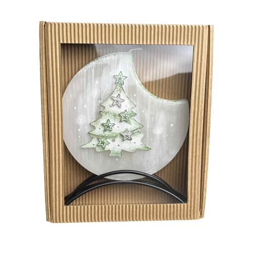 Svíčka disk v kov stojánku 17x15 cm - Strom hvězdy