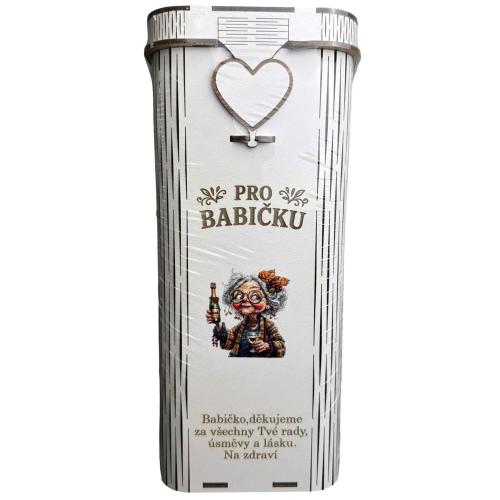 Dřevěná krabice na lahev 30x16cm - Pro Babičku