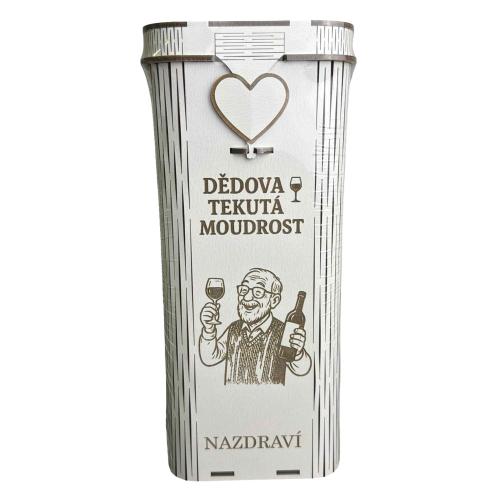 Dřevěná krabice na lahev 30x16cm - Dědečkova tekutá moudrost