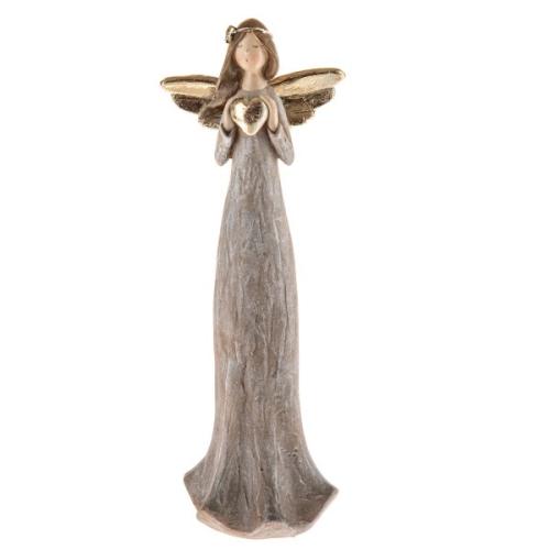 Polyresinový anděl se srdcem 25cm - MUF216