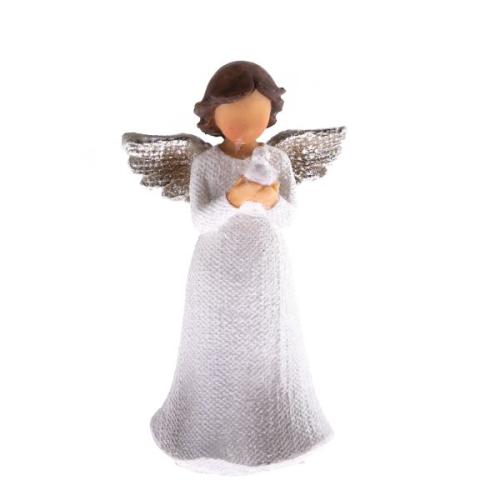 Polyresinový anděl holubice 12cm - AND192060